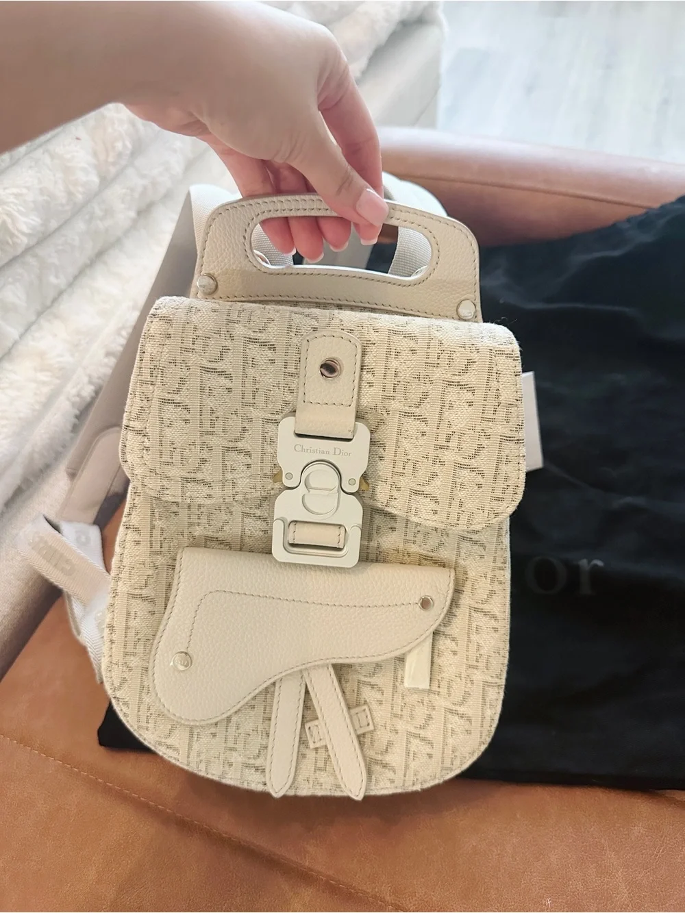 Dior White Monogram Mini Backpack